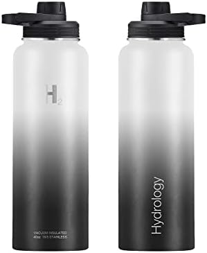 H2 הידרולוגיה בקבוק מים ספורט 3 מכסים | קיר כפול ואקום מבודד נירוסטה פה רחב | ספורט חם וקור הוכחת דליפה זעה תרמוס בחינם